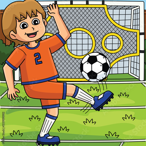 Female Soccer Player Striker Training Colored 