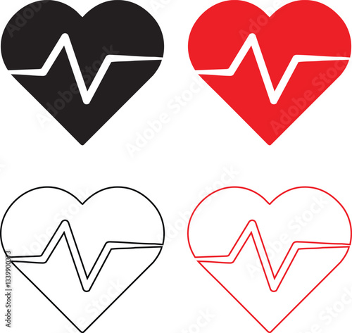Heartbeat Icon Set Eps 10