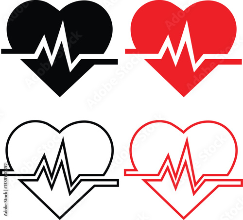 Heartbeat Icon Set Eps 10