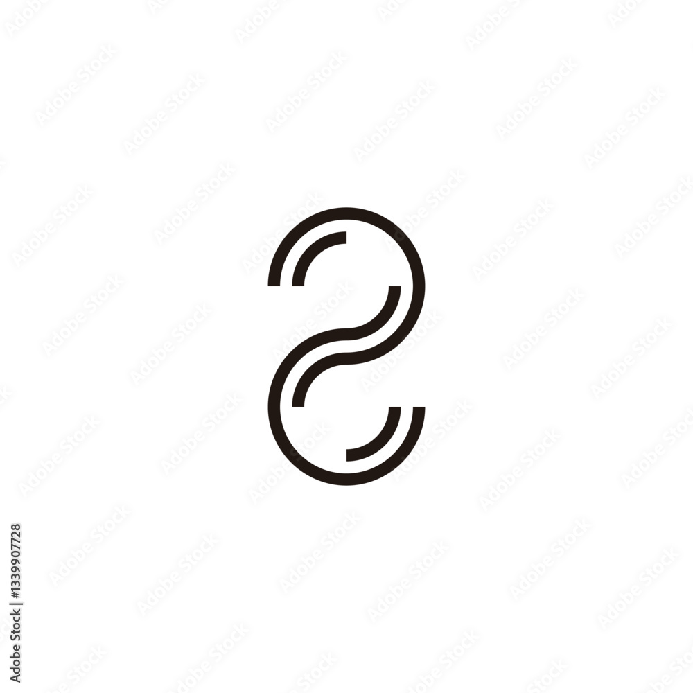 Number 2 curve, line geometric symbol simple logo vector Number 2 curve, line geometric symbol simple logo vector