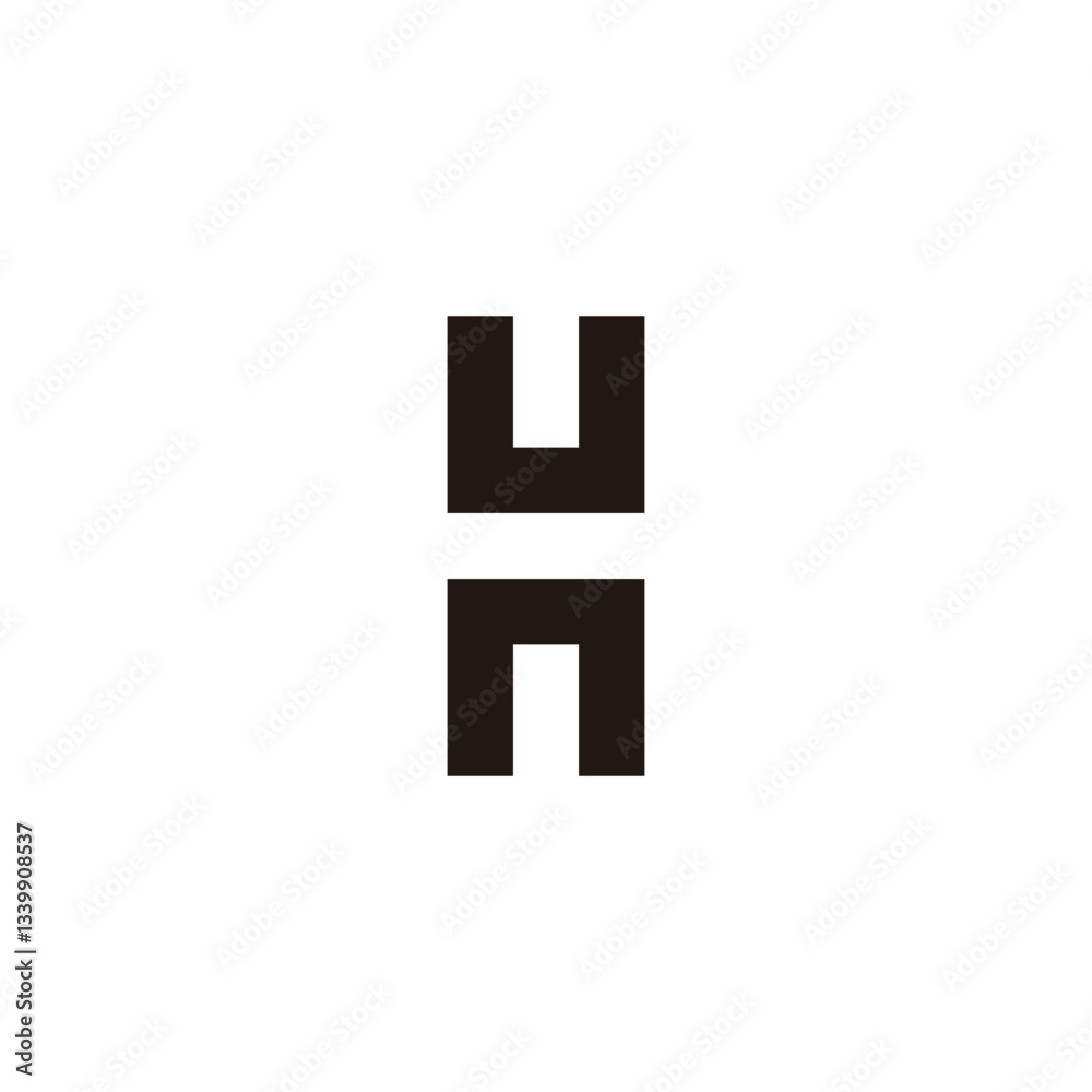 Obraz premium Letter u and n, letter H square geometric symbol simple logo vector
