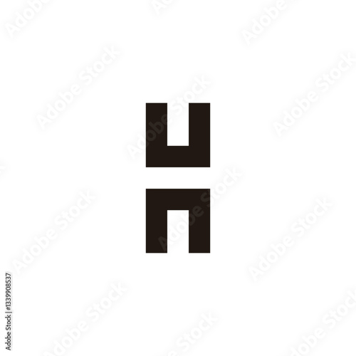 Letter u and n, letter H square geometric symbol simple logo vector