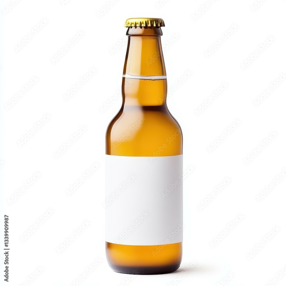 Image of a clean bottle of beer featuring a blank white label, perfect for custom branding or design projects. Image of a clean bottle of beer featuring a blank white label, perfect for custom branding or design projects.