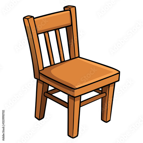 a simple illustration of a wooden chair, perfect for use in designs related to home decor, furniture, or interior design. The chair appears sturdy and inviting.