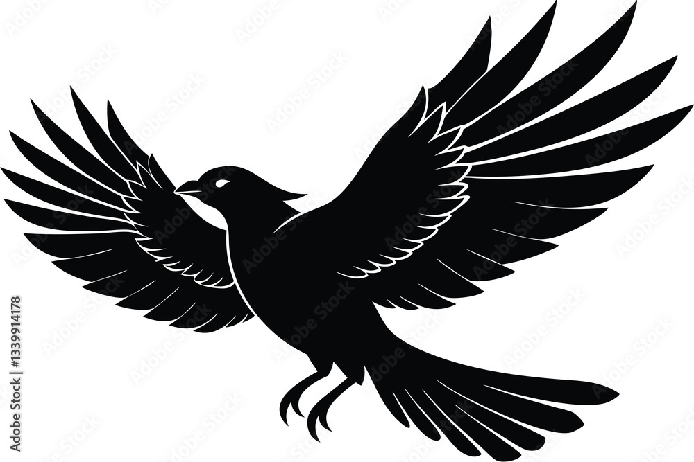 Naklejka premium A simple silhouette of a bird in flight