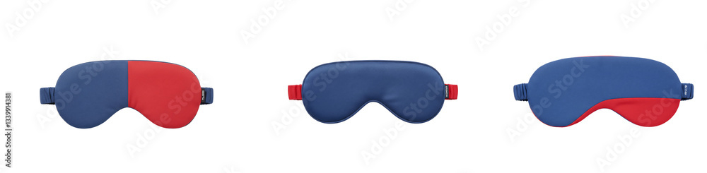 Naklejka premium Set Of Red And Blue Sleeping Mask Isolated on transparent background, Silk Sleeping Mask PNG 