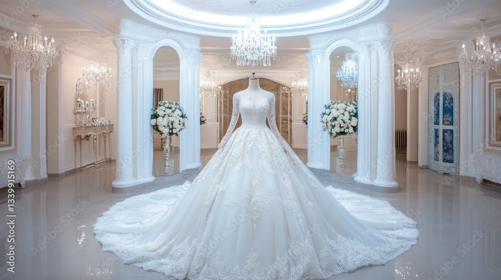 Elegant Wedding Gown in Luxurious Setting Elegant Wedding Gown in Luxurious Setting