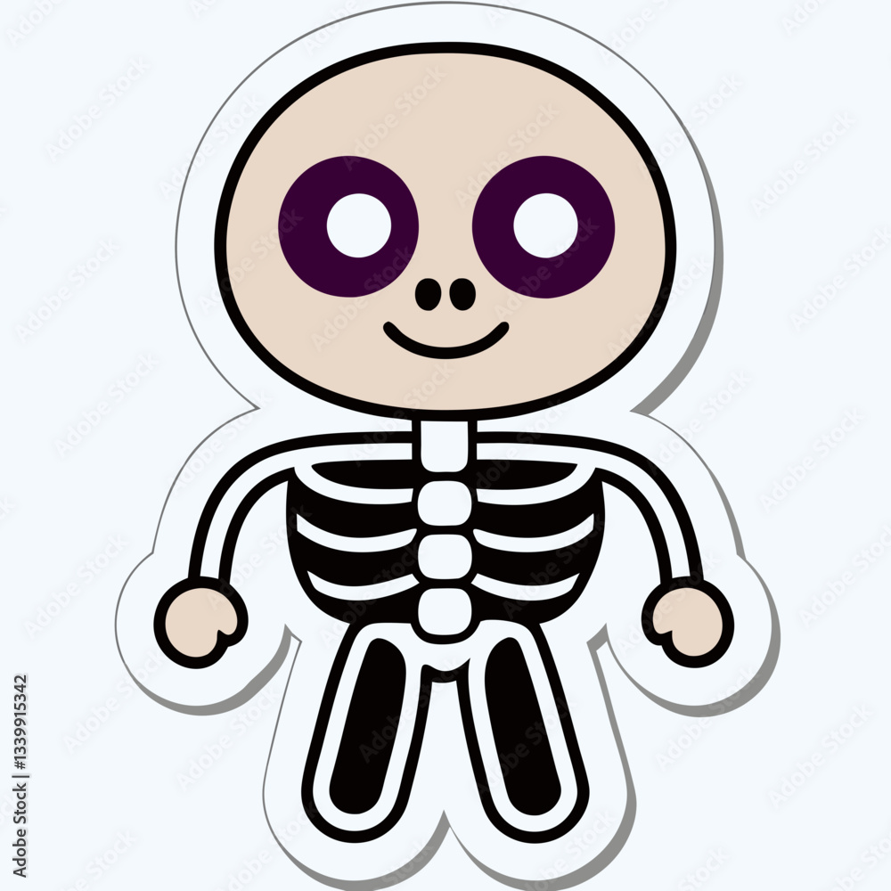 Obraz premium A cute cartoon vector illustration of a funny baby monster face with big eyes and a wide smile