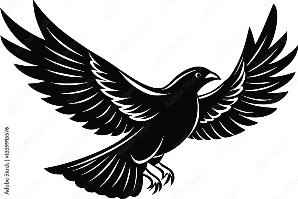 Fototapeta premium Bird flying silhouette isolated Vector illustration