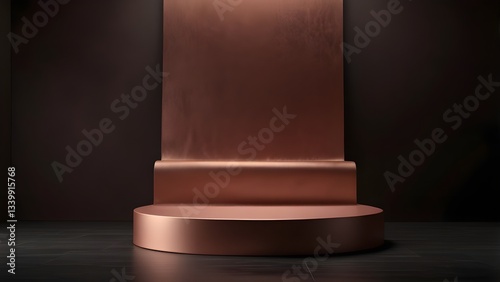 Luxury Rose Gold Podium Background 3D Beauty Product Stage Dark Platform Glow Display