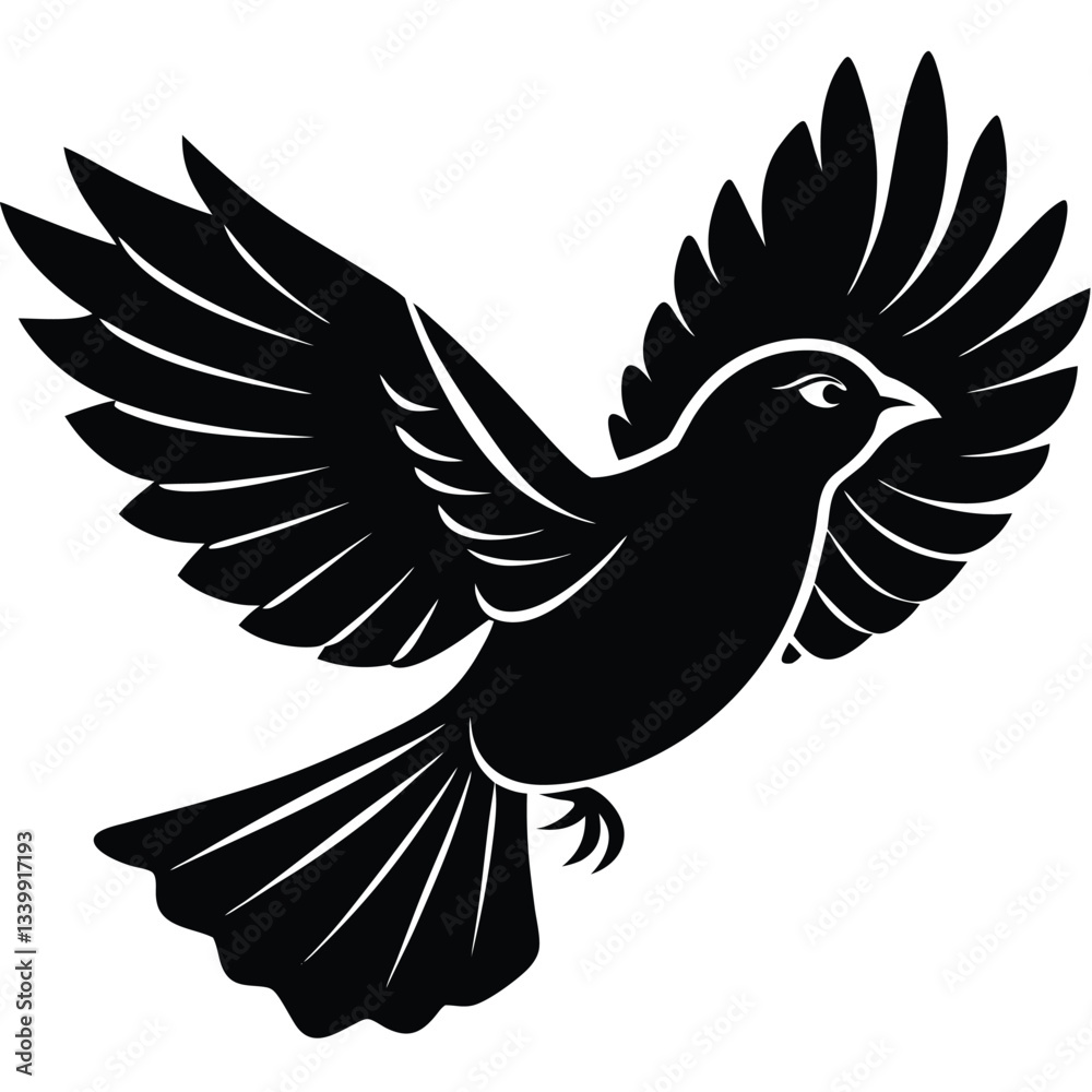 Obraz premium A free bird flying in silhouette stock illustration on white background
