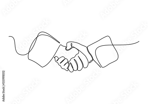 handshake vector illustration in one line drawing, continuous line drawing of hand shake