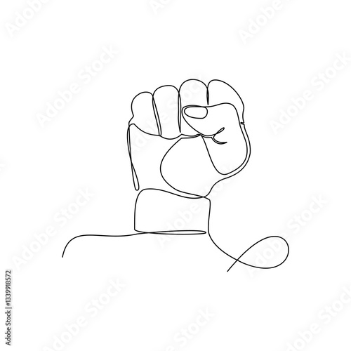 hand drawn illustration of a fist in continuous line art