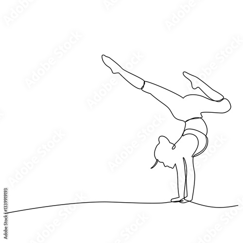 Ballet dancer in one line drawing, continuous line drawing of yoga