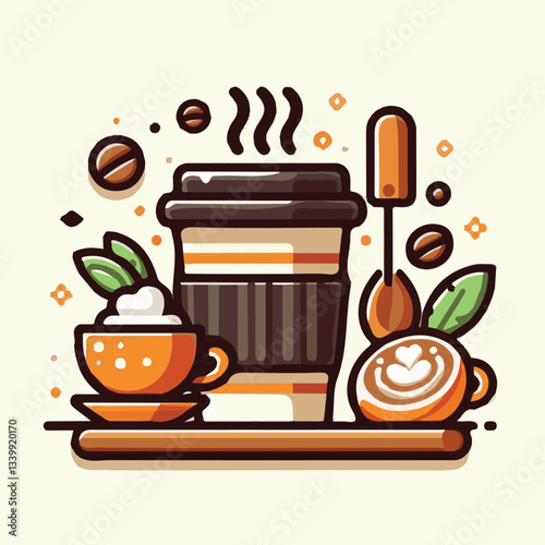 coffee, drink, cup, caffeine, beverage, espresso, cafe, black, design, cappuccino, hot, background, morning, brown, mug, breakfast, vector, white, aroma, food, isolated, natural, mocha, arabica, set, 