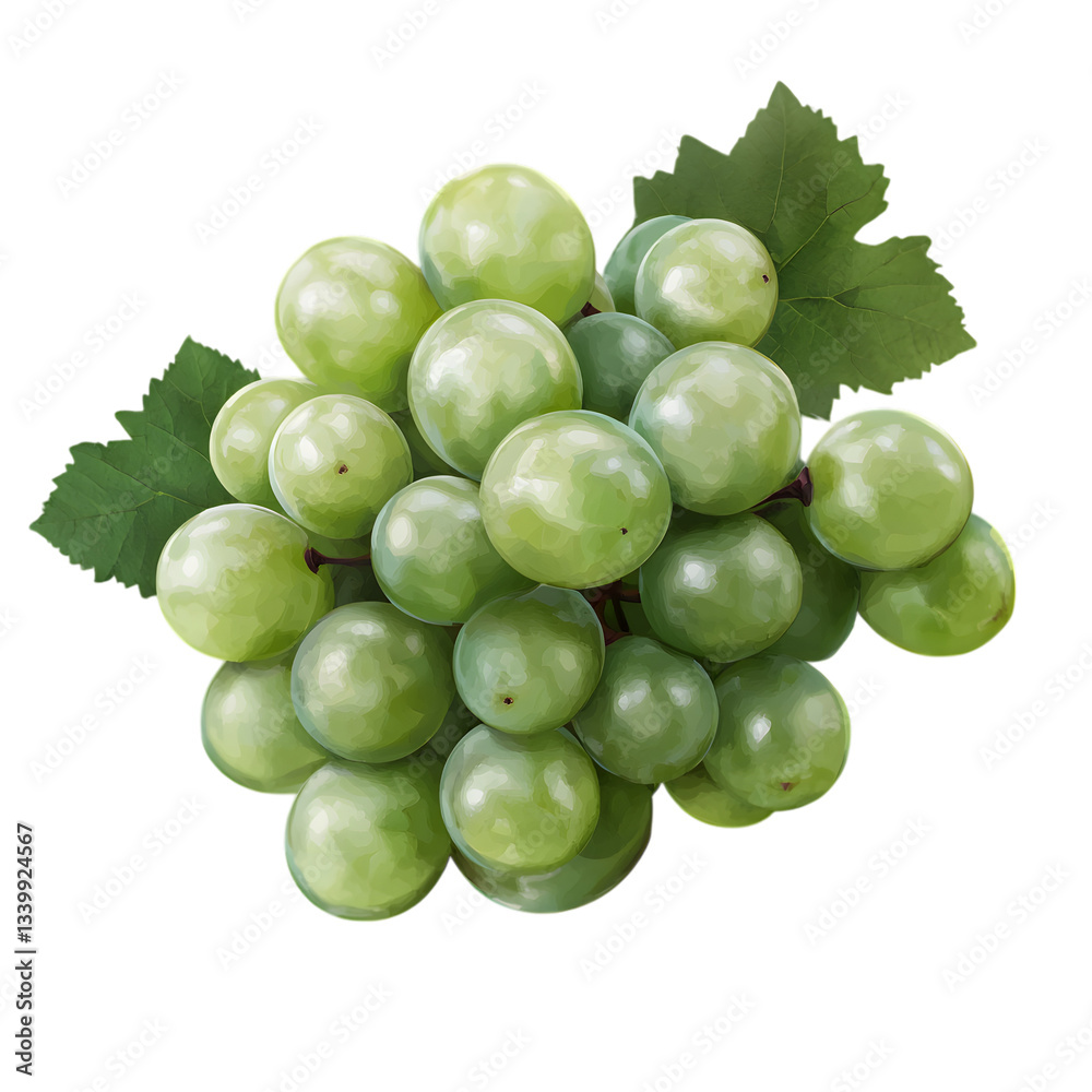 Bunch of green grapes on transparent background cut out Bunch of green grapes on transparent background cut out