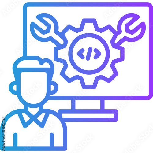 Software Engineering line gradient icon