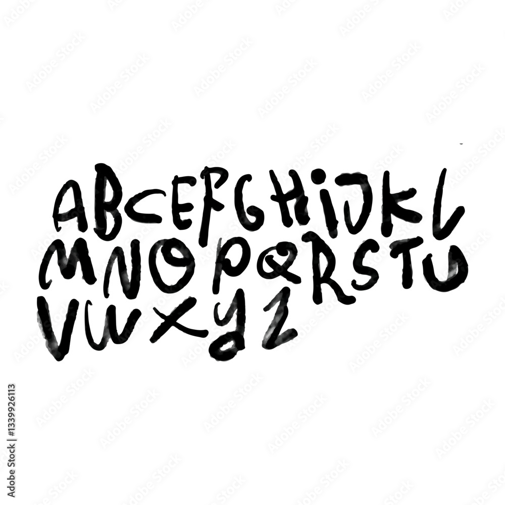 dry brush alphabet font set made by real brush grunge style vector, Isolated vector set dry brush alphabet font set made by real brush grunge style vector, Isolated vector set