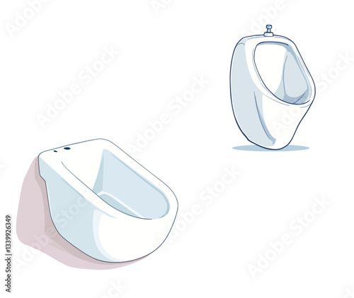 Vsai two white ceramic urinals for men's restroom depicting hygiene and public sanitation