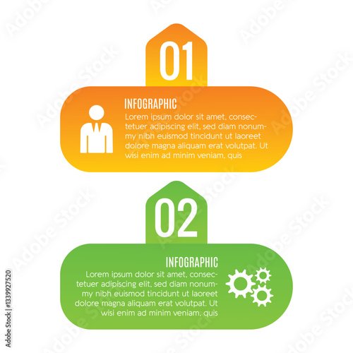 Infographic design for business growth 2 step chart list template