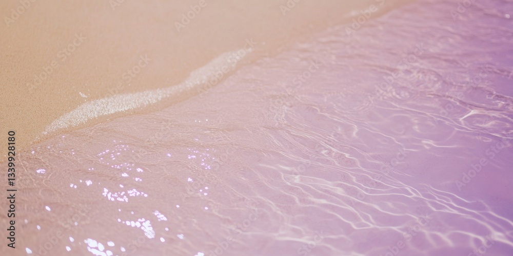 Fototapeta premium Tranquil beach scene with glossy surface and subtle ripples in sand