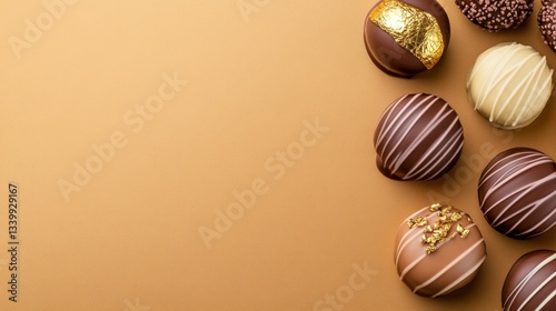 Wallpaper Mural Assorted Chocolates on Golden Background Torontodigital.ca