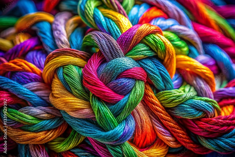 Abstract Embroidery Chaos: Tangled Threads Macro Photography Abstract Embroidery Chaos: Tangled Threads Macro Photography