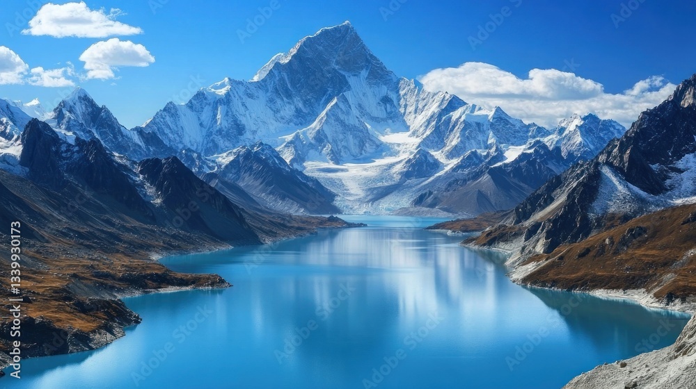 Fototapeta premium Majestic Himalayan Lake and Mountain Panorama, Breathtaking View
