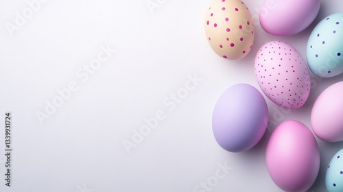 Pastel Easter Eggs on White Background