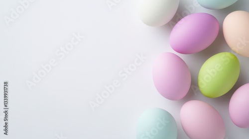 Pastel Easter Eggs on White Background