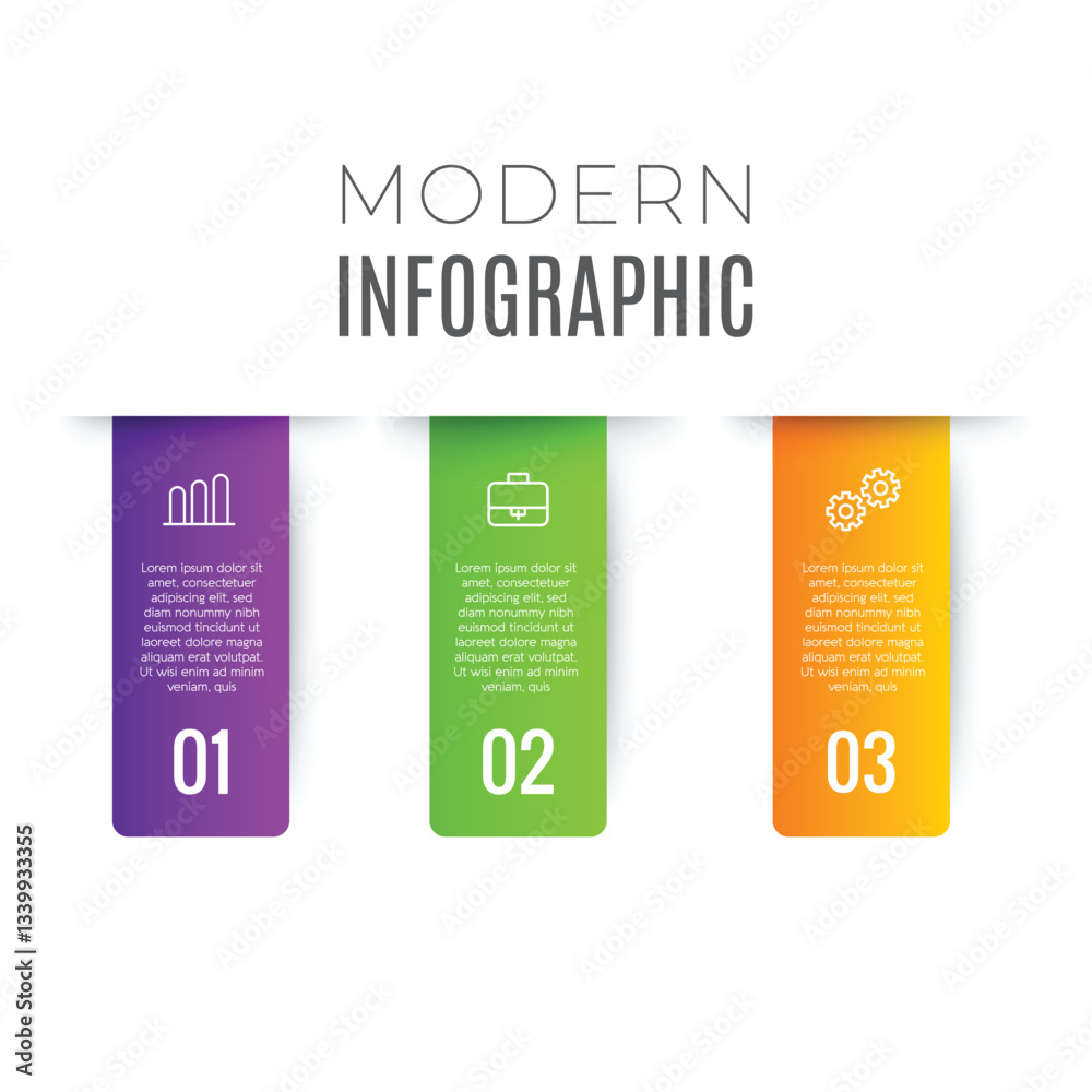 Modern creative business 3 step concept editable infographic template design