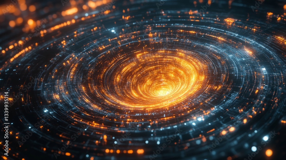 Obraz premium Abstract swirling vortex of light and energy data