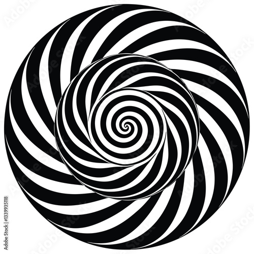 Abstract spirals Vortex swirl motion elements rotating spirals vector silhouette
