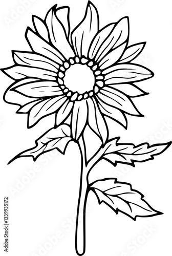 Flower line art illustration, floral vector drawing
