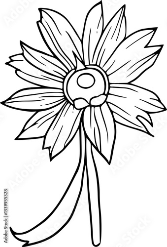 Flower line art illustration, floral vector drawing