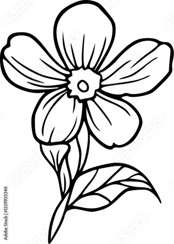 Flower line art illustration, floral vector drawing, flower drawing