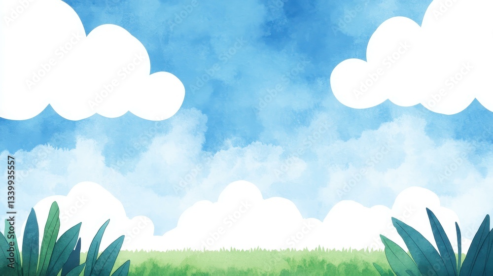 Obraz premium Bright and cheerful summer scene illustration, perfect for vibrant flyers and colorful banners, with fun, cartoon textures.