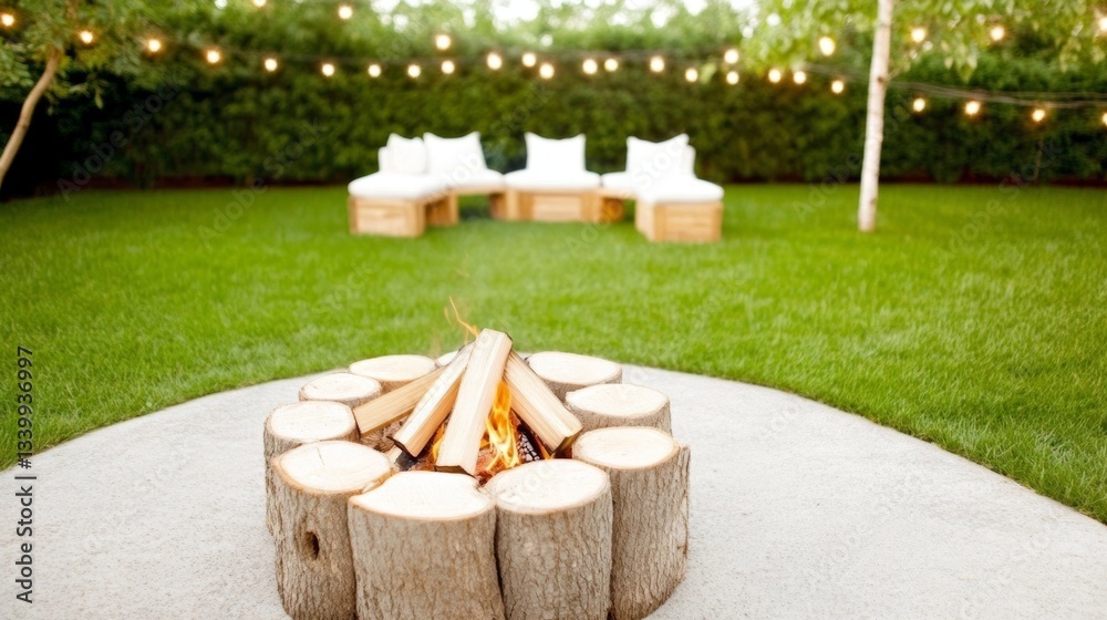 Fototapeta premium Cozy Fire Pit Setup --ar 169 --style Raw --profil Db3bdee1-e 178