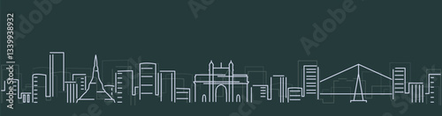 Mumbai Simple Lines Skyline on Dark Background