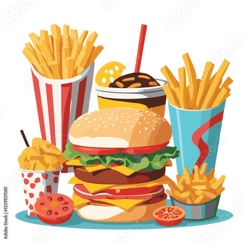 fastfood, fast, snack, food, meal, background, delicious, dinner, lunch, fat, american, unhealthy, burger, menu, restaurant, junk, isolated, meat, tasty, cheeseburger, set, hamburger, sandwich, cuisin