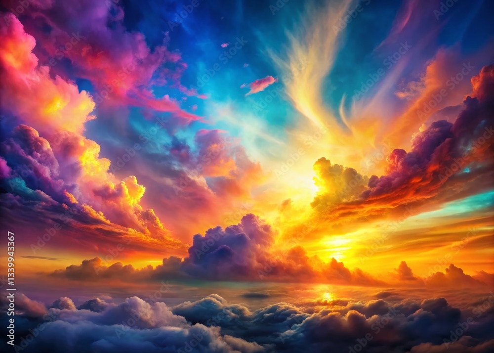 Abstract Watercolor Sunset Sky with Vibrant Rainbow Hues - Surreal Photography Abstract Watercolor Sunset Sky with Vibrant Rainbow Hues - Surreal Photography
