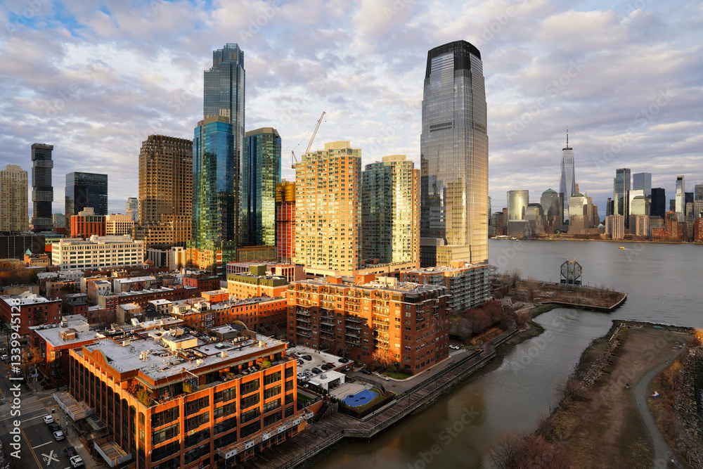 Obraz premium A March evening in Jersey City.