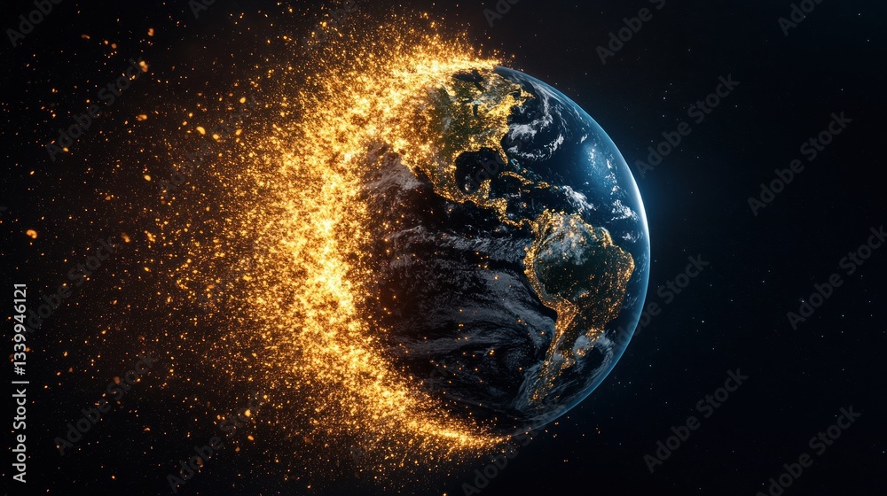 Obraz premium Earth's Burning Sorrow: A Visual Metaphor of Climate Change