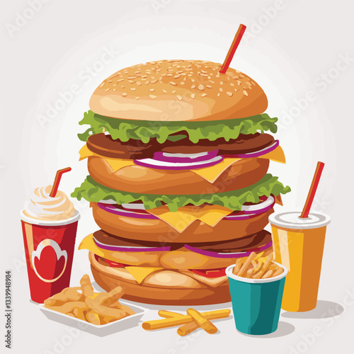 fastfood, fast, snack, food, meal, delicious, burger, lunch, background, dinner, american, meat, unhealthy, menu, restaurant, set, cheeseburger, junk, isolated, hamburger, fat, eat, sandwich, tasty, c