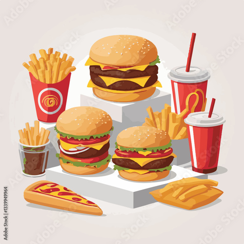 fastfood, fast, snack, food, meal, delicious, burger, lunch, background, dinner, american, meat, unhealthy, menu, restaurant, set, cheeseburger, junk, isolated, hamburger, fat, eat, sandwich, tasty, c