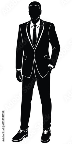 Business man vector silhouette black color