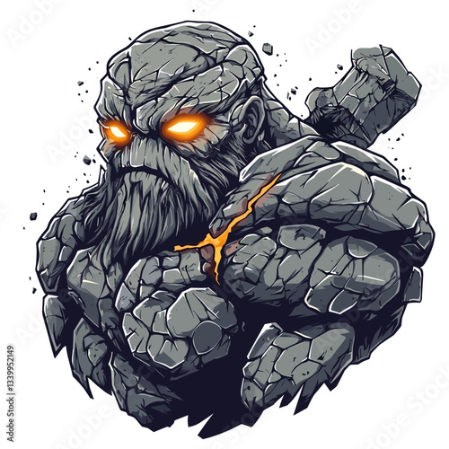 Unique esports logo featuring a hulking cyclops character with intense orange eyes and a rocky exterior, designed for competitive gaming teams