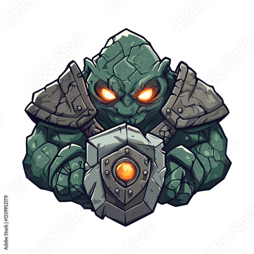 Cyclops esports logo featuring a hulking cyclops with a shield and glowing eyes ready for battle