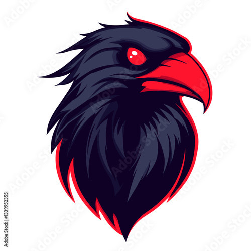 Raven vector esports logo featuring a stylized black bird on a white background for gaming teams and tournaments