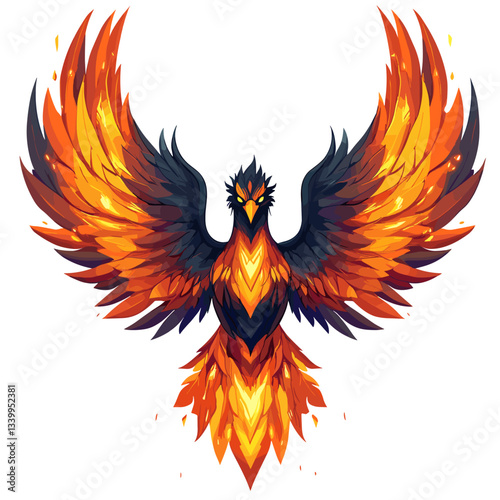 Vibrant esports logo featuring a phoenix in dynamic colors representing strength and rebirth